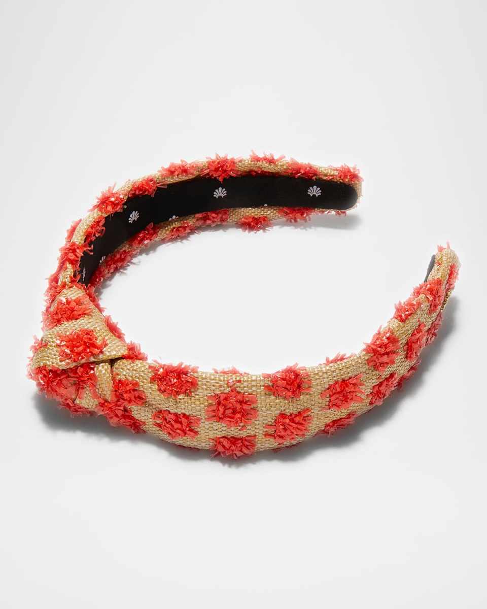 Slim Knotted Dotted Raffia Headband